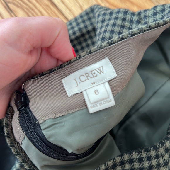 J crew green houndstooth wool and leather skirt - Picture 3 of 5